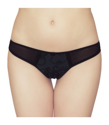 Mesh Jacquard Briefs Knickers - Black 3248